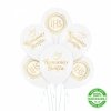 Balony Komunijne Biodegradowalne IHS Biało-Złote 12 Cali – 6 Szt. – Zestaw